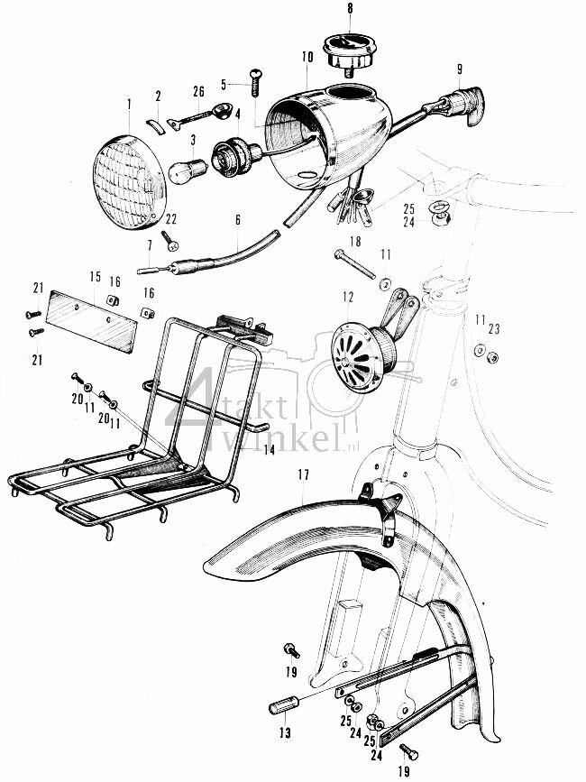 F2 - Koplamp - Drager - Voorspatbord