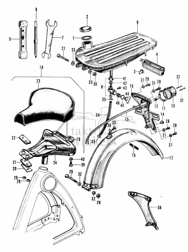 F6 - Zadel - Tank - Schokbrekers achter