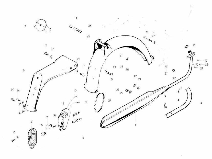 F8 - Uitlaat  - Achterspatbord - Achterlicht