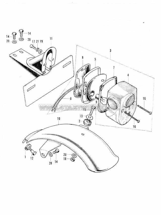 F12 - Achterlicht - Achterspatbord (VS & Zweden)