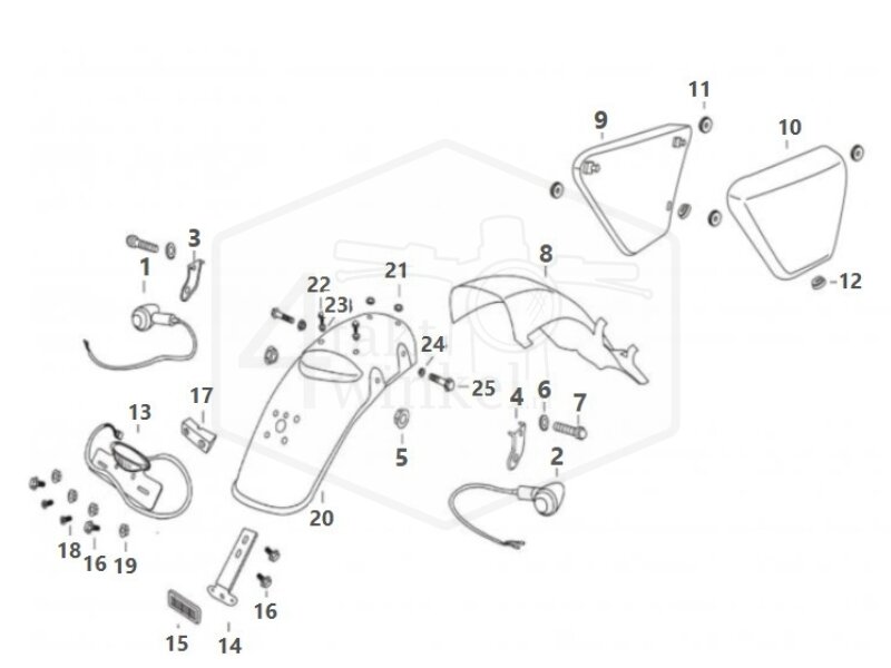 F8 - Achterspatbord - Zijkapjes - Knipperlichten