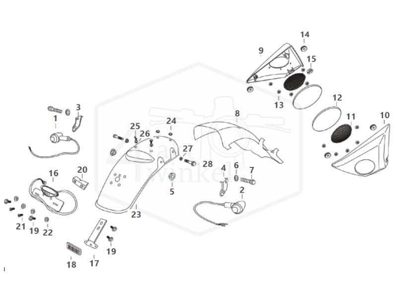 F8 - Achterspatbord - Zijkapjes - Knipperlichten
