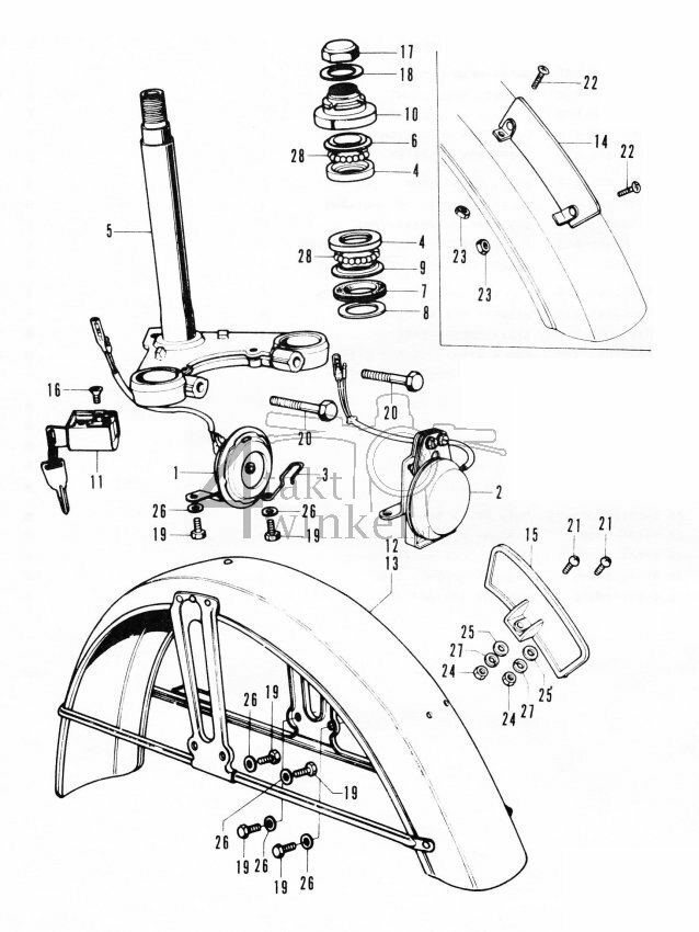 F4 - Voorspatbord - T-stuk