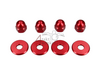 Dopmoer set, m10 x 1,25 + ringen, aluminium rood