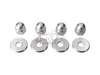 Dopmoer set, m10 x 1,25 + ringen, aluminium zilver