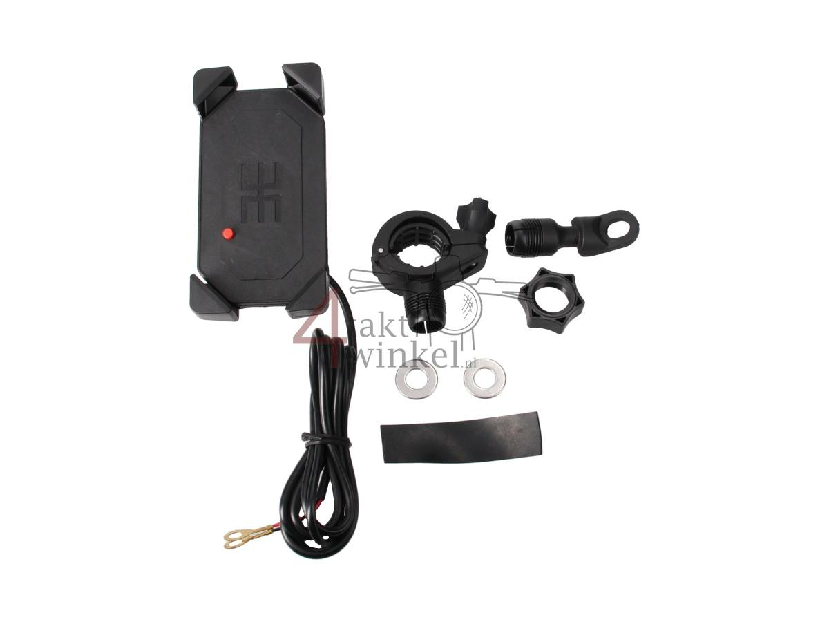 USB lader, telefoon houder, 12 volt, brommer, type 2