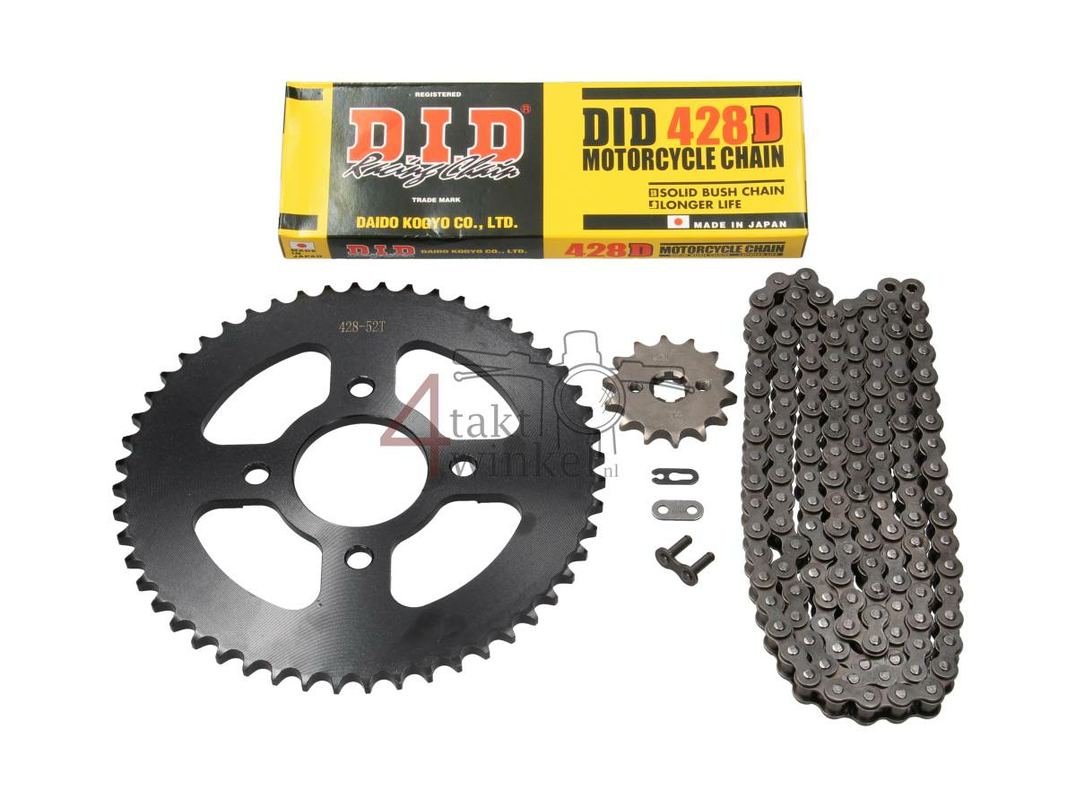 Tandwielen en ketting set standaard +1 , Mash X-ride, 14 - 52, zwart, 17mm as