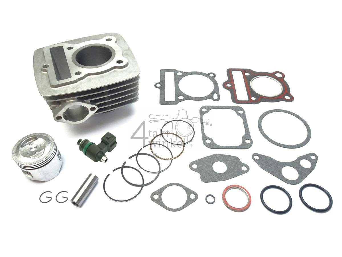 Cilinderset, met zuiger &amp; pakking 70cc, Mash Euro 5, met injector, zilver