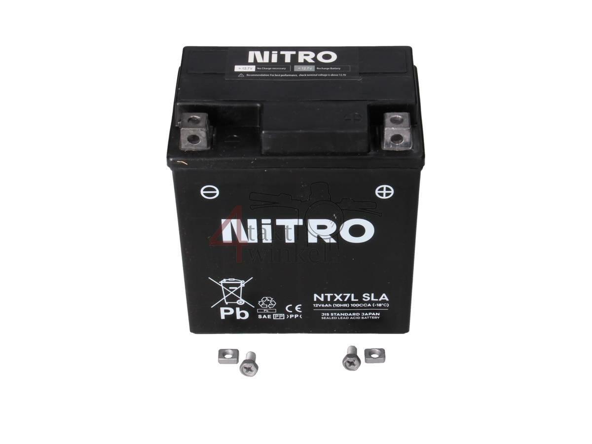 Accu 12 volt 7 ampere AGM, MTX7L-BS, bruikbaar voor Mash Fifty