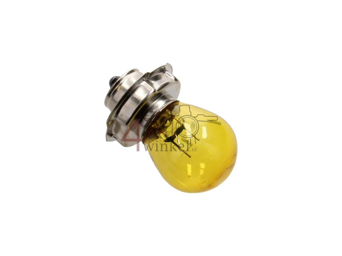 Koplamp P26S, 12 volt, 15 watt, o.a. CB50, CY50, geel