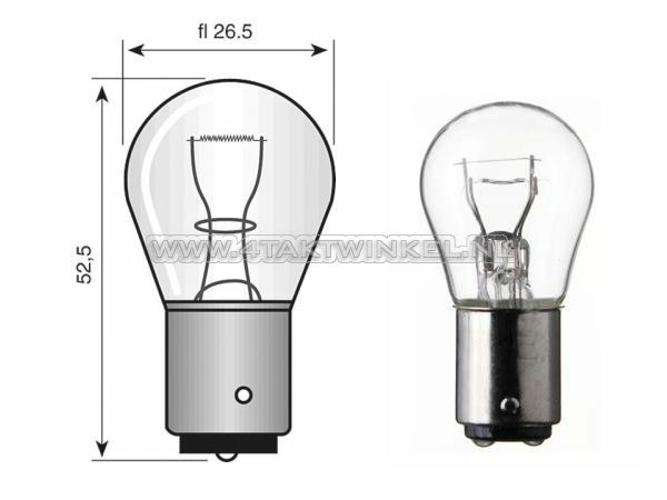 Lamp BA15-S, enkel, 12 volt, 18 watt