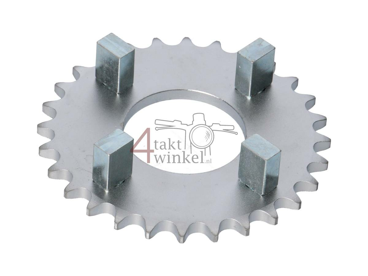 Achtertandwiel 28, past op SS50, CB50, CY50, Dax, Zilver