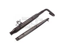 Uitlaat sportief, bovenlangs, Trumpet, RVS, ST125 Dax, frame nr. JB04xxxx, zwart