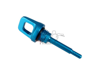 Olie peilstok kort, 70mm, aluminium, blauw