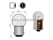 Lamp BA15-S, enkel, 12 volt,  5 watt klein bolletje