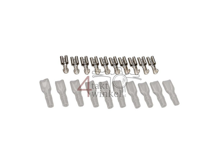 Stekker Japans schuifje 4,8mm, vrouw + hulsje, per 10