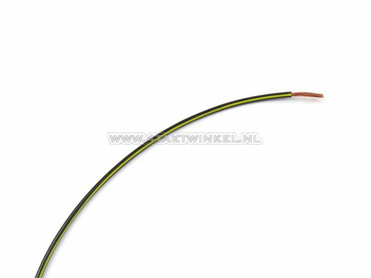 Draad per meter 1mm2, zwart / geel