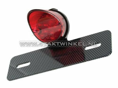 Achterlicht enkel rond, LED, rood glas