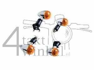 Knipperlicht set 4 stuks, chroom, oranje, mash 125cc, 250cc