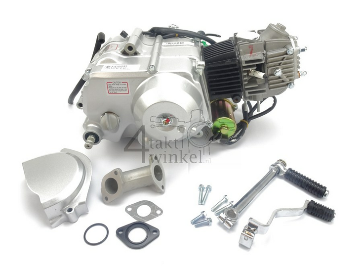 Motorblok,  50cc, semi-automaat, Lifan, 4-bak, startmotor, zilver