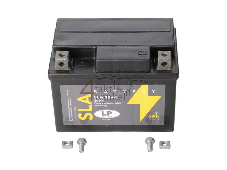 Accu 12 volt 5 ampere Landport, SLA12-4. Maat = 4 ampere CTX 4L-BS, 2e kans product