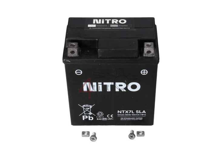 Accu 12 volt 7 ampere AGM, MTX7L-BS, bruikbaar voor Mash Fifty