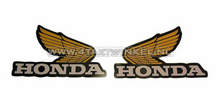 Sticker Honda, geel set middel links &amp; rechts, origineel Honda