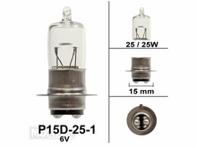 Koplamp P15d, duplo, 6 volt, 25-25 watt, past op SS50 met imi fitting, halogeen