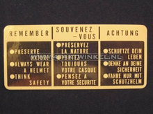 Sticker SS50 tank "remember" wit 3 talig, origineel Honda