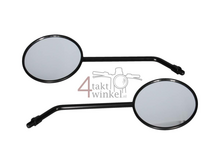 Spiegel set, universeel, m10 draad, rond, zwart, A-kwaliteit