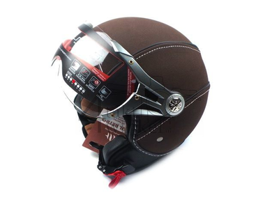 Helm MT, Le Mans Soul Retro, leder bruin, Maten XS t/m XXL