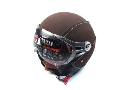 Helm MT, Le Mans Soul Retro, leder bruin, Maten XS t/m XXL