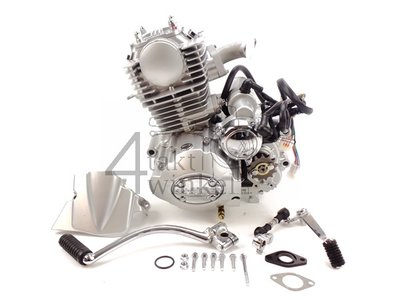Motorblok,  50cc, handkoppeling, Lifan, (Mash) 4-bak, staande cilinder, met startmotor, zilver