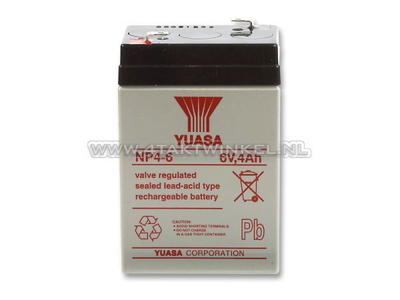Accu 6 volt 4 ampere, gel, universeel, Yuasa, past op Dax, SS50
