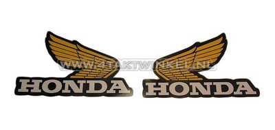 Sticker Honda, geel set middel links & rechts, origineel Honda