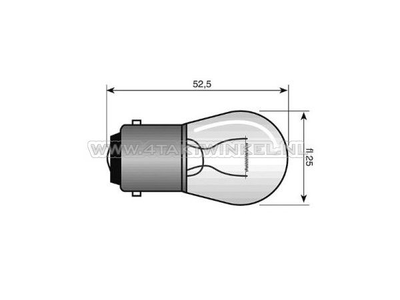 Lamp BA15-S, enkel, 12 volt, 18 watt middelgroot bolletje
