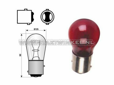 Achterlamp duplo BAY15D, 12 volt, 21-5 watt, rood