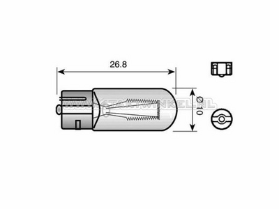 Lamp T9, enkel, 12 volt,  2 watt, insteek