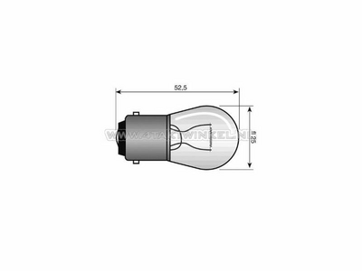 Lamp BA15-S, enkel, 12 volt, 15 watt middelgroot bolletje