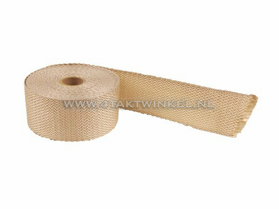 Uitlaat heat wrap, 50mm x 10 meter, beige